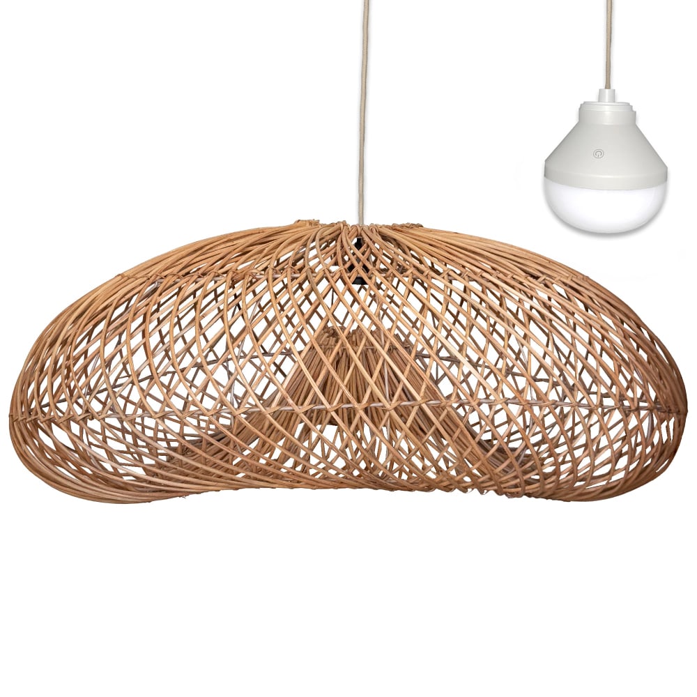 Suspension sans fil Rotin Beige d80cm