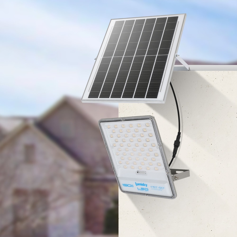 LUMISKY Solarsensor-Scheinwerfer Schwarz 1400lm Schwarz Aluminium