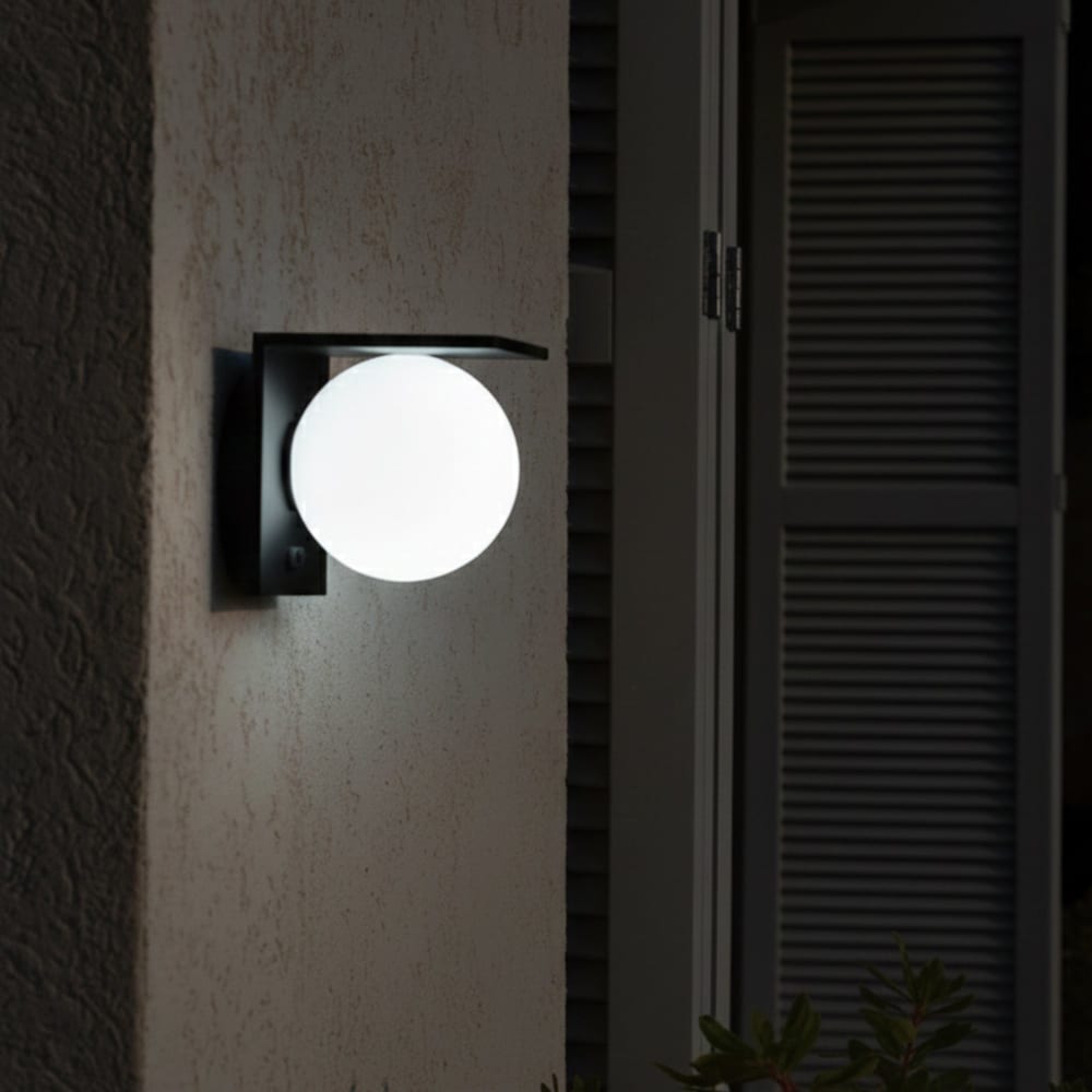 LUMISKY Solar-Wandleuchte mit Sensor Schwarz 1000lm style modern Schwarz Stahl