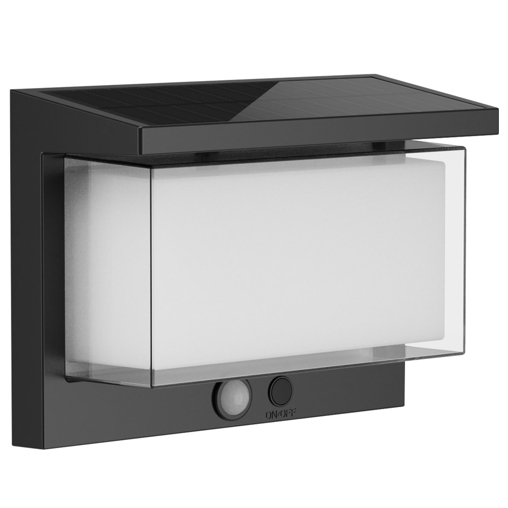 Applique murale solaire Acier Noir 900lm