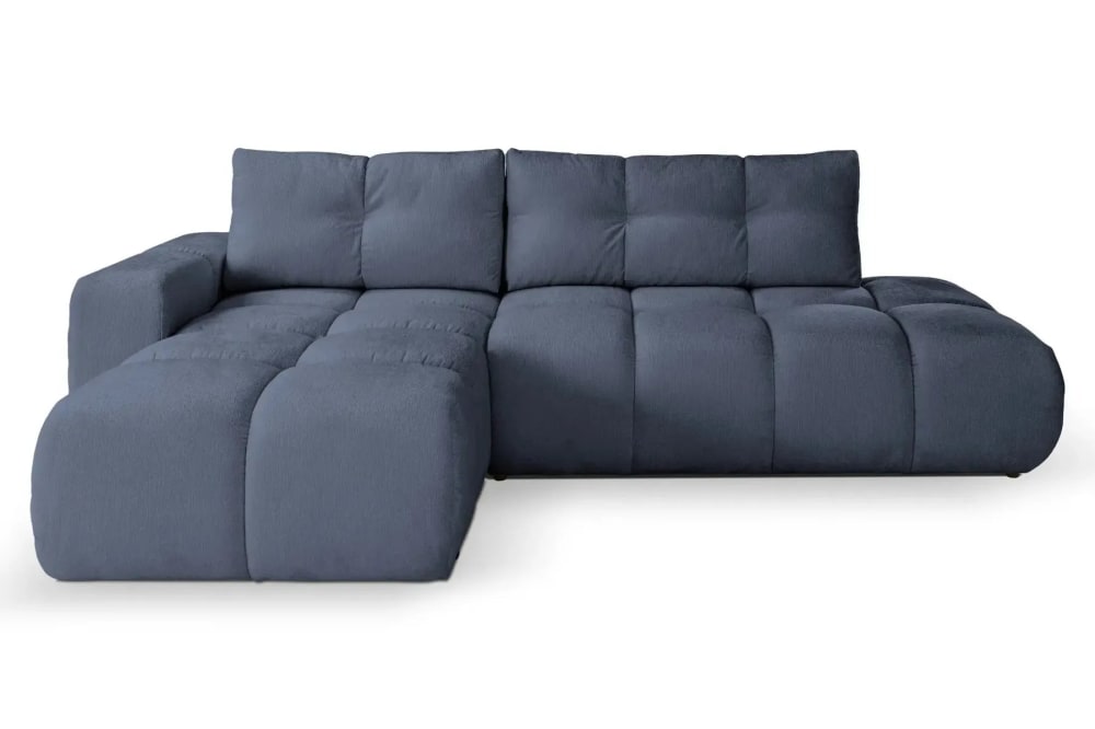 Canapé d'angle convertible tissu chenille 4 places Bleu - Droit