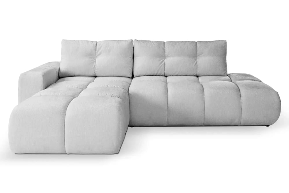 Canapé d'angle convertible tissu chenille 4 places Gris clair - Gauche