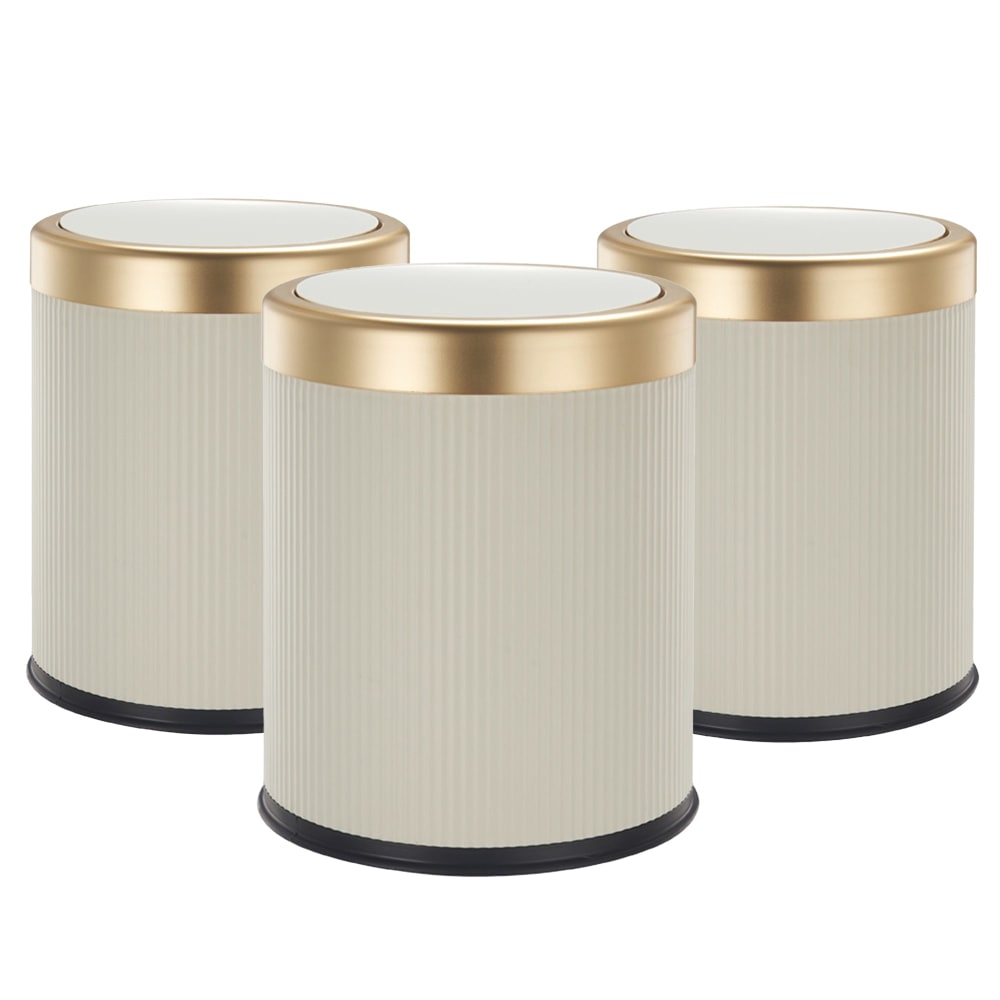 3 poubelles push plastique beige 8l