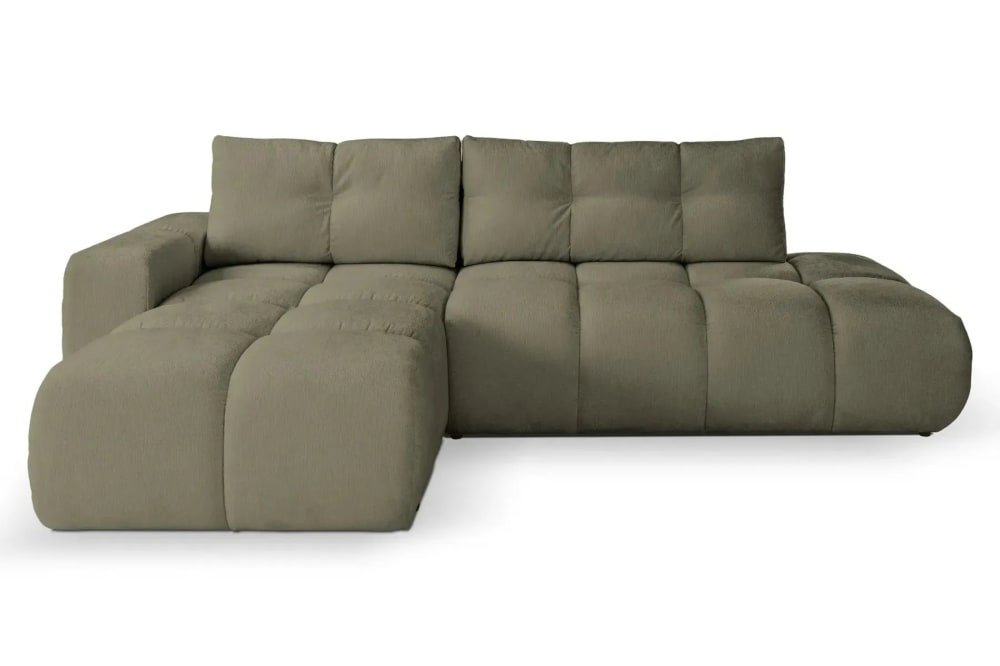 Canapé d'angle convertible tissu chenille 4 places Vert - Gauche