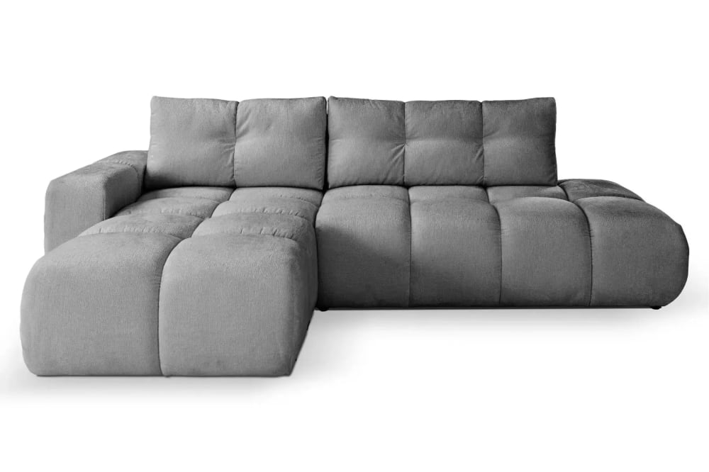 Canapé d'angle convertible tissu chenille 4 places Anthracite - Gauche