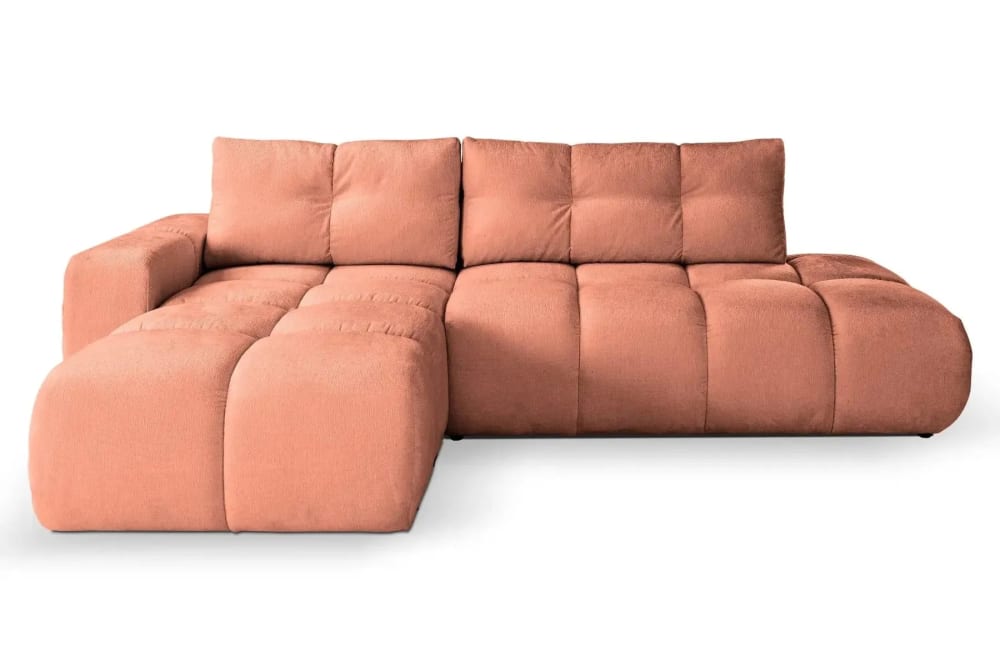 Canapé d'angle convertible tissu chenille 4 places Terracotta - Gauche