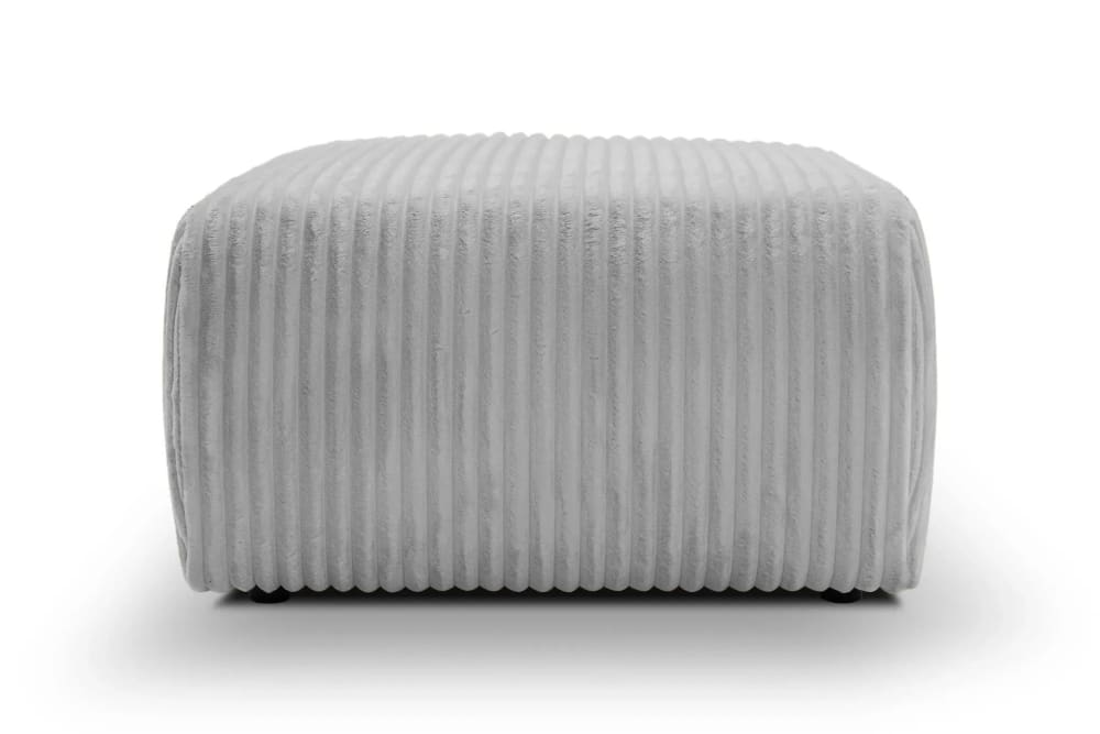 Pouf en velours côtelé gris clair 74x74x41