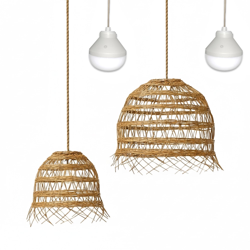 Suspension sans fil Polyrotin Beige h45cm