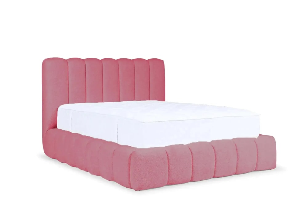 Lit coffre tissu chenille - rose