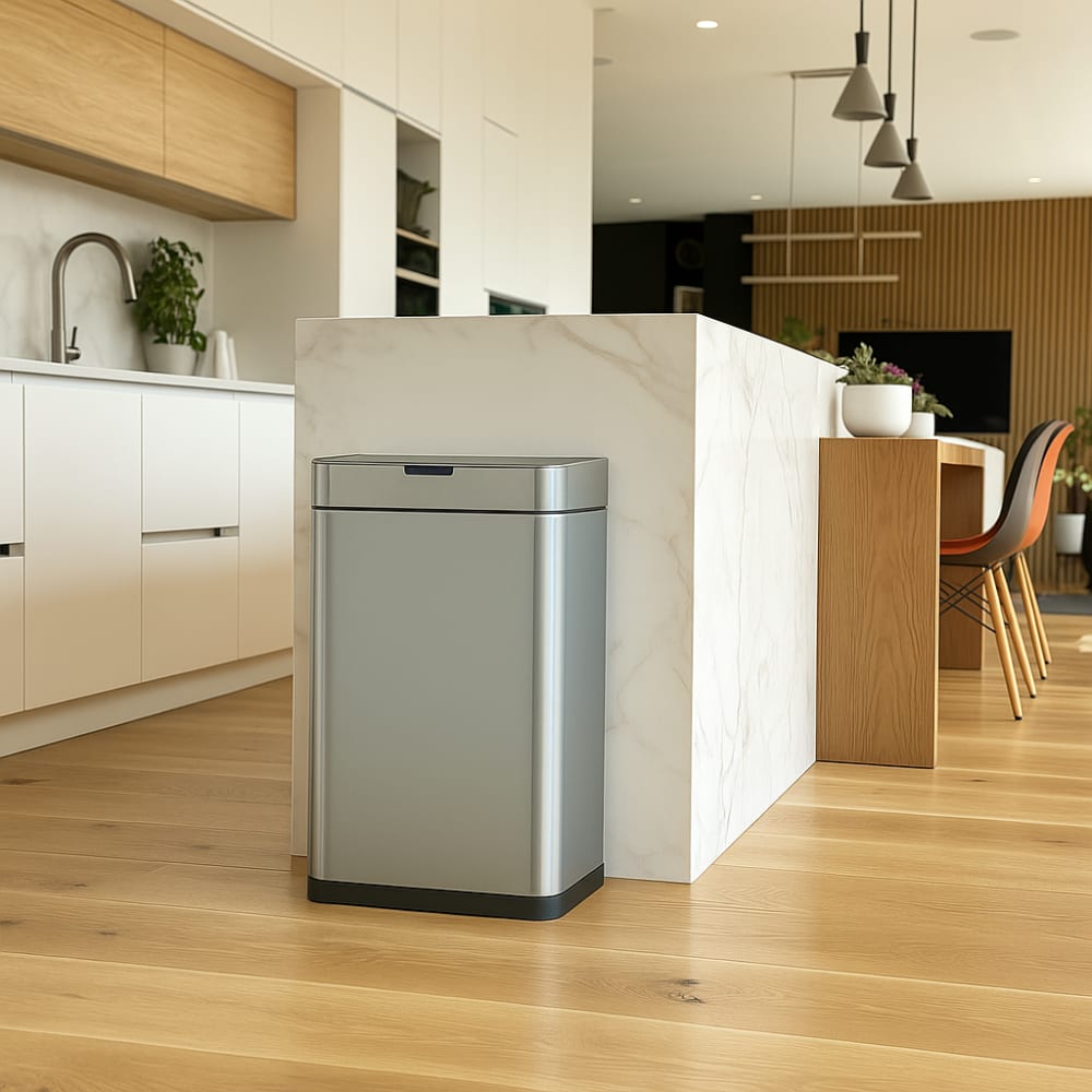 cubo de basura de cocina automatico plata  70l