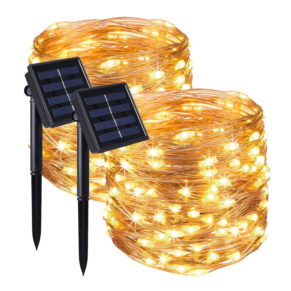 Lot de 2 Guirlandes solaires Cuivre Cuivre 200led