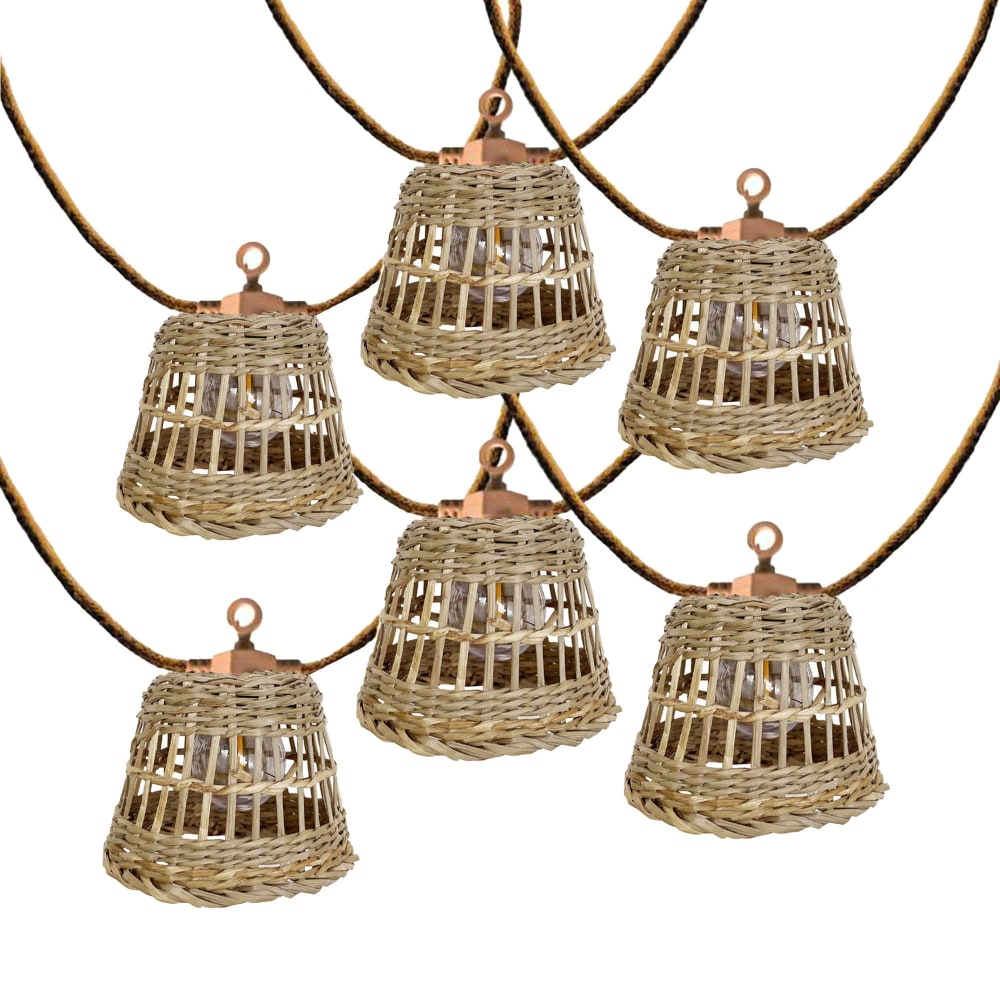 Guirlande solaire Hybride Rotin Beige 13m