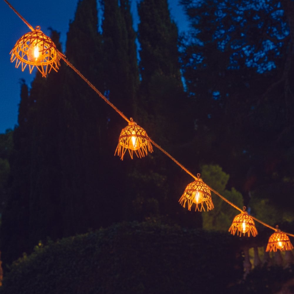 Guirlande solaire Hybride Corde Marron 13m