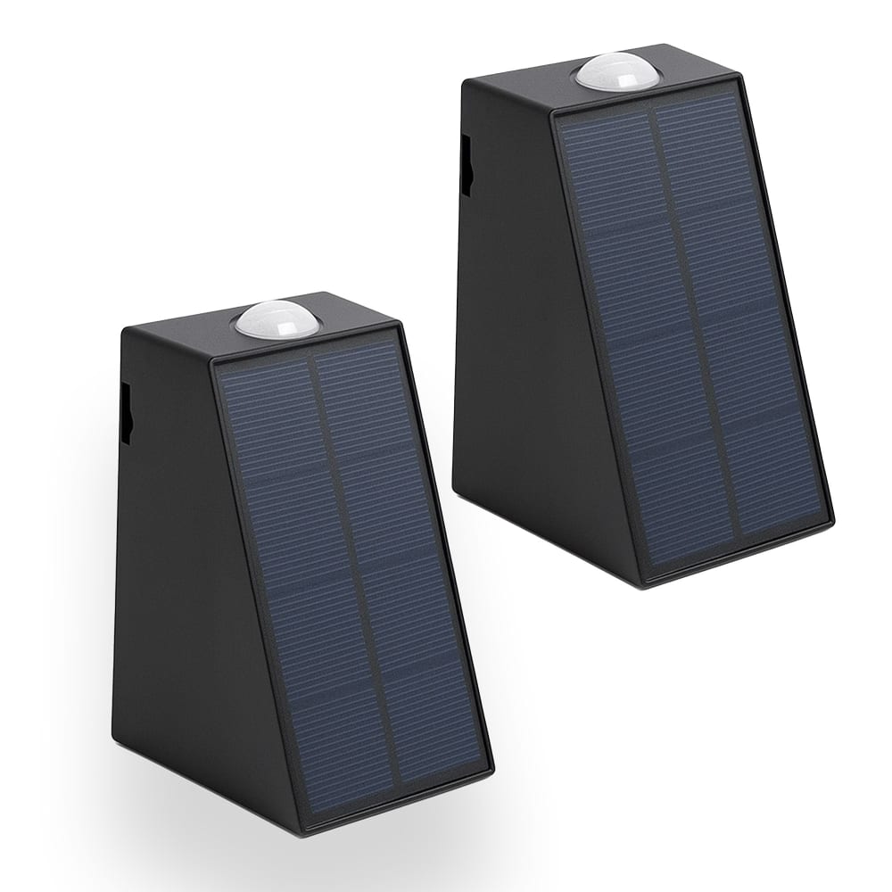 Lot de 2 Appliques murales solaires Plastique Noir 100lm