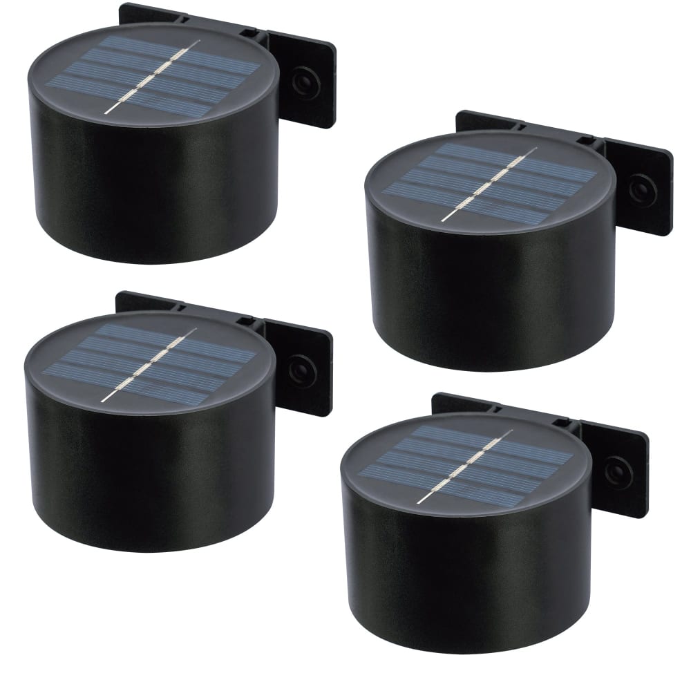 Lot de 4 appliques murales solaires Plastique Noir 100lm