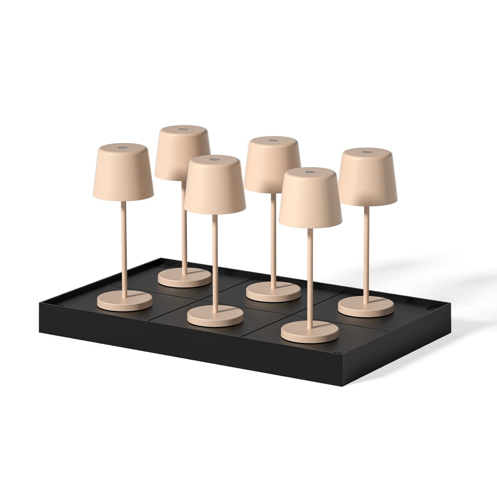 Lot de 6 lampes de table avec socle acier beige h22cm Lot de 6 lampes de table avec socle acier beige h22cm