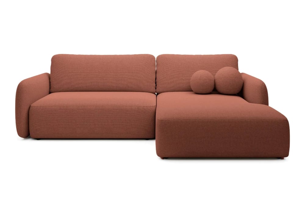 Canapé d'angle convertible tissu bouclette 4 places Terracotta Gauche