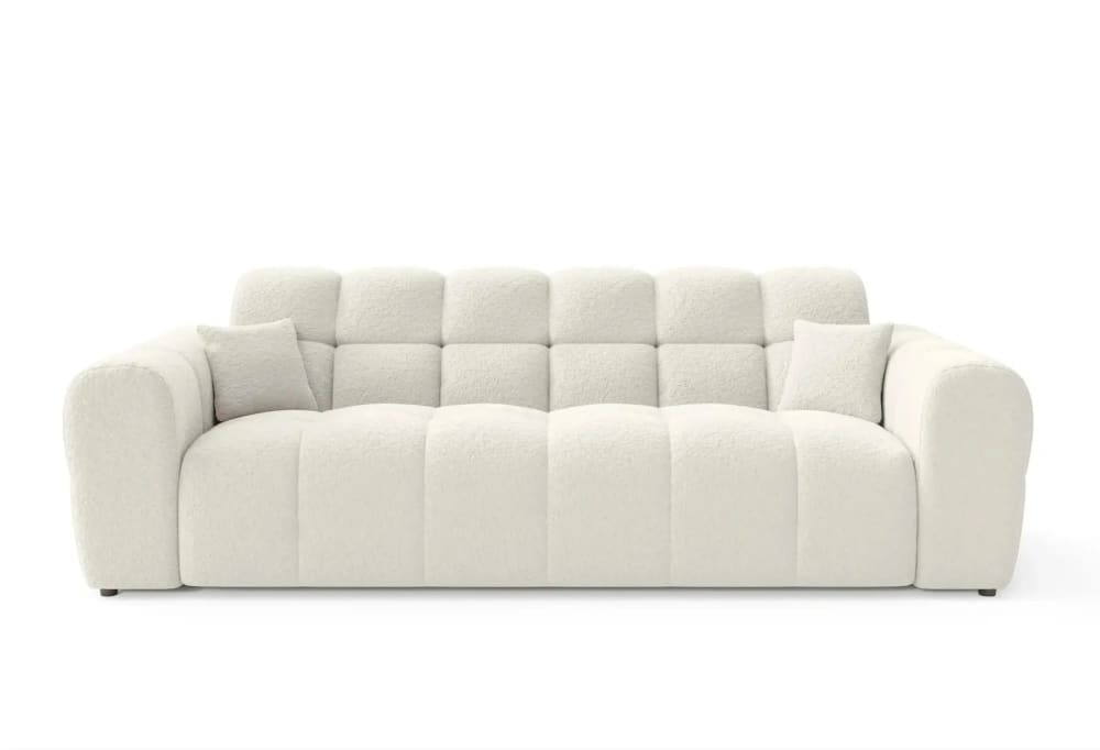 Canapé droit tissu bouclette 3 places beige