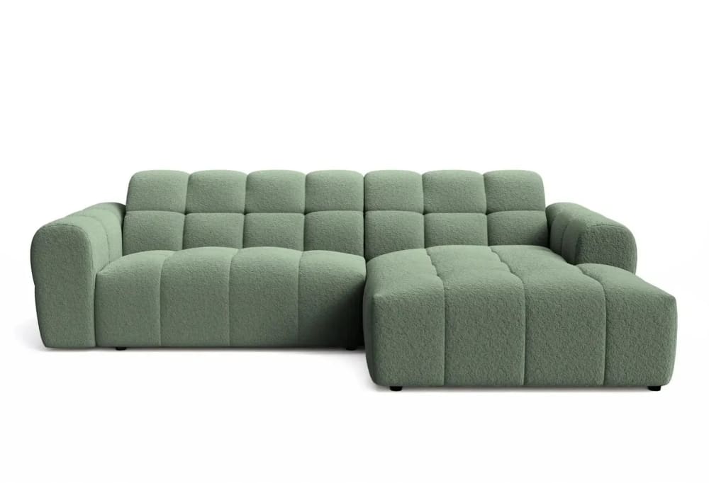 Canapé d'angle tissu bouclette 4 places Vert - Droit