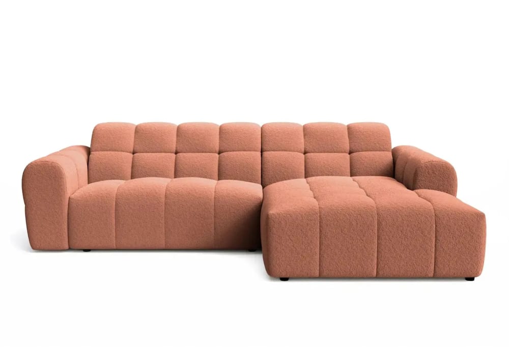 Canapé d'angle tissu bouclette 4 places Terracotta - Droit