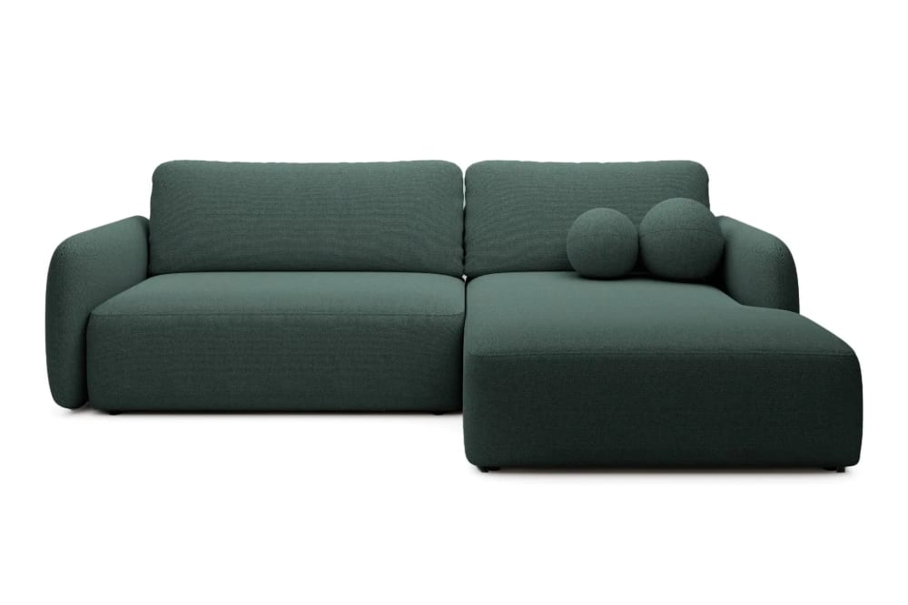 Canapé d'angle convertible tissu bouclette 4 places Vert - Gauche