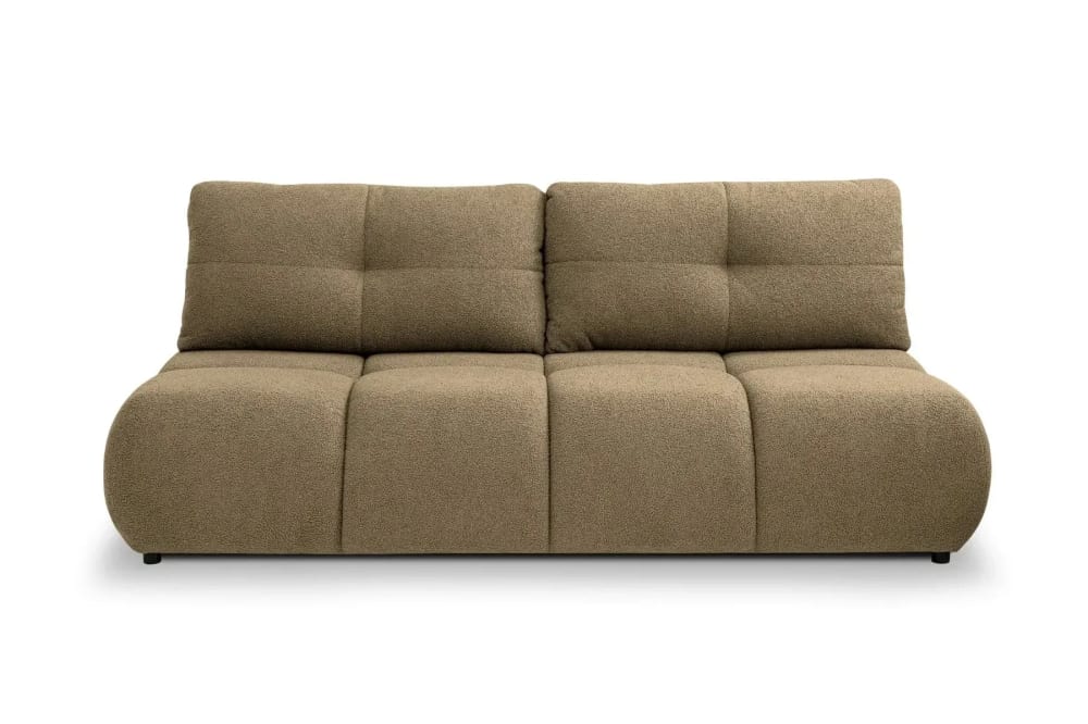 Canapé droit convertible tissu bouclette 2 places Café