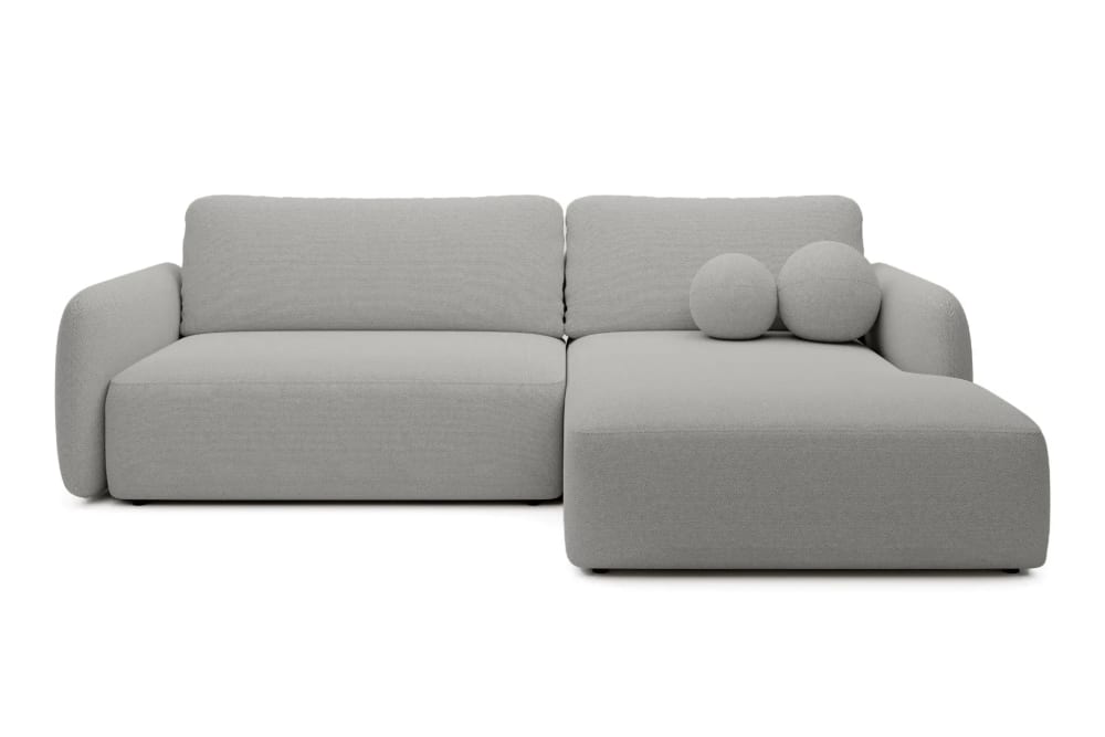 Canapé d'angle convertible tissu bouclette 4 places gris clairdroit