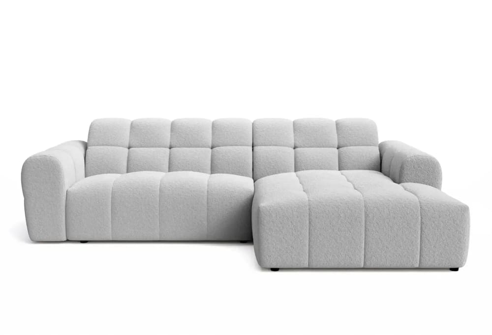 Canapé d'angle tissu bouclette 4 places Gris clair - Gauche