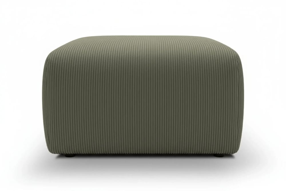 Pouf en velours côtelé vert 74x74x41
