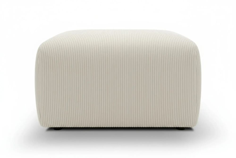 Pouf en velours côtelé beige 74x74x41