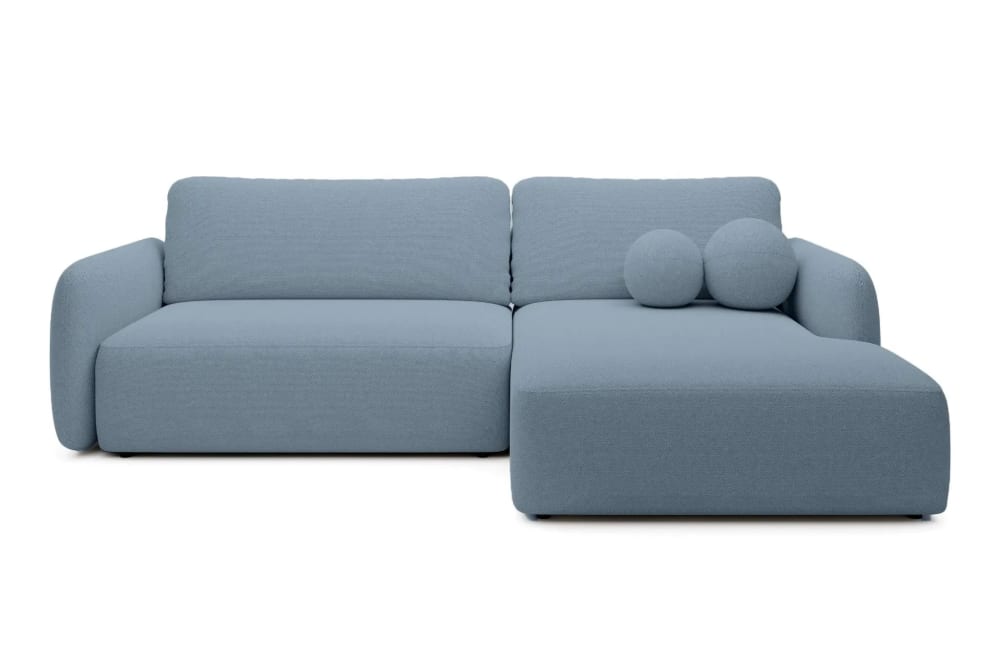 Canapé d'angle convertible tissu bouclette 4 places Bleu - Gauche