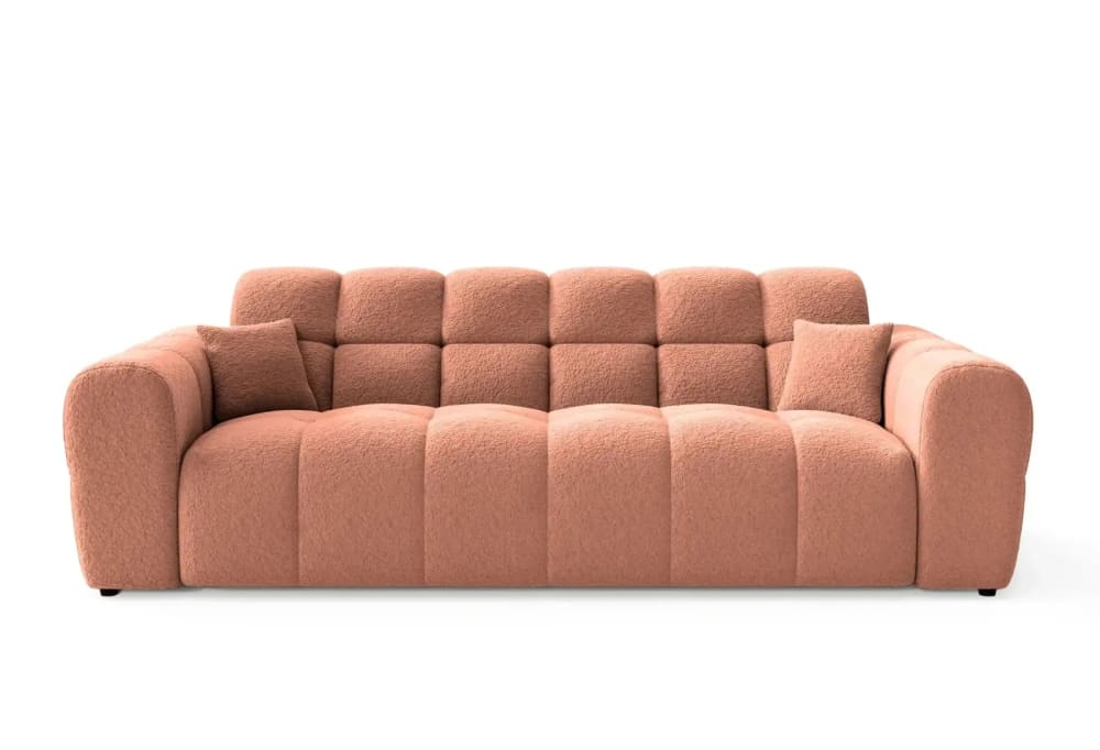 Canapé droit tissu bouclette 3 places Terracotta