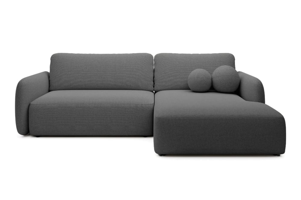 Canapé d'angle convertible tissu bouclette 4 places Gris foncé - Droit