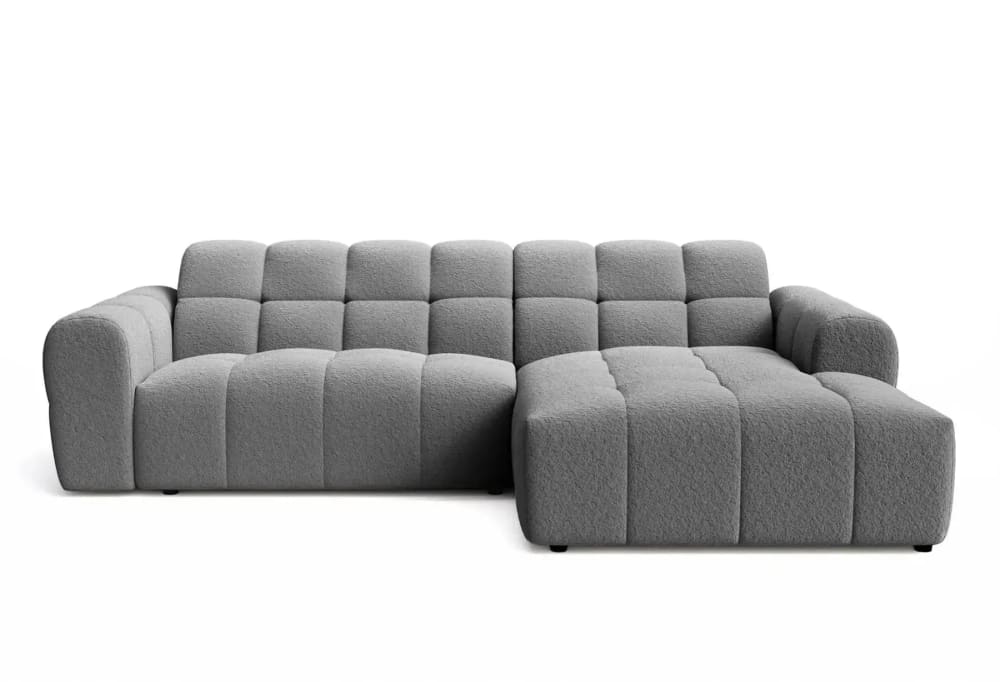 Canapé d'angle tissu bouclette 4 places Gris anthracite - Gauche