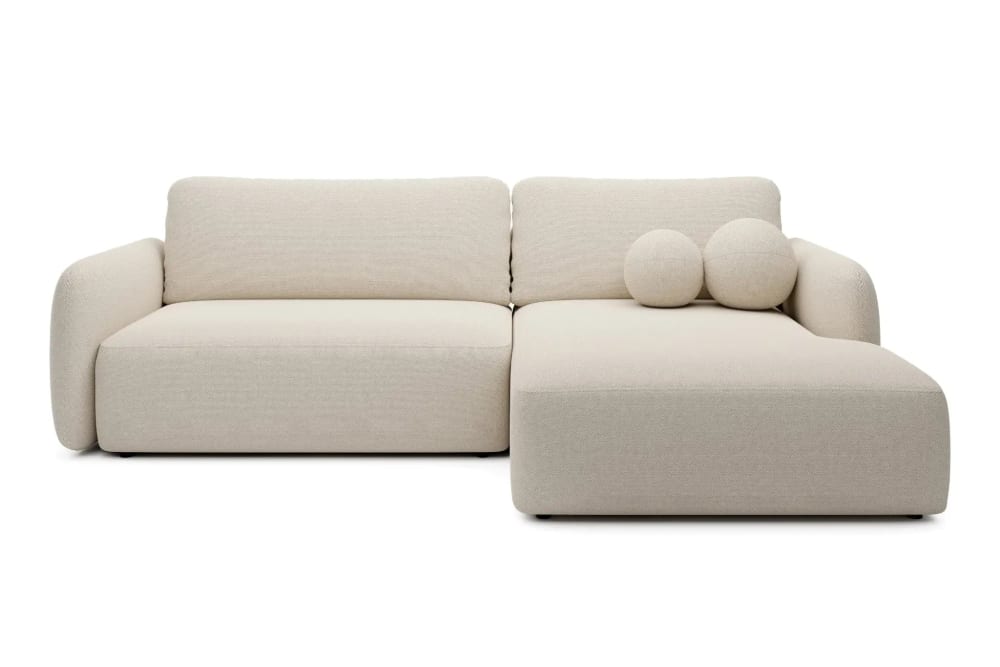 Canapé d'angle convertible tissu bouclette 4 places Beige - Gauche