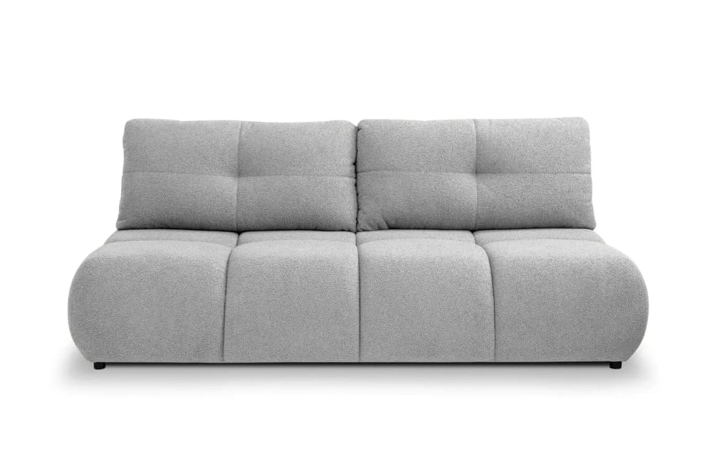 Canapé droit convertible tissu bouclette 2 places Gris clair