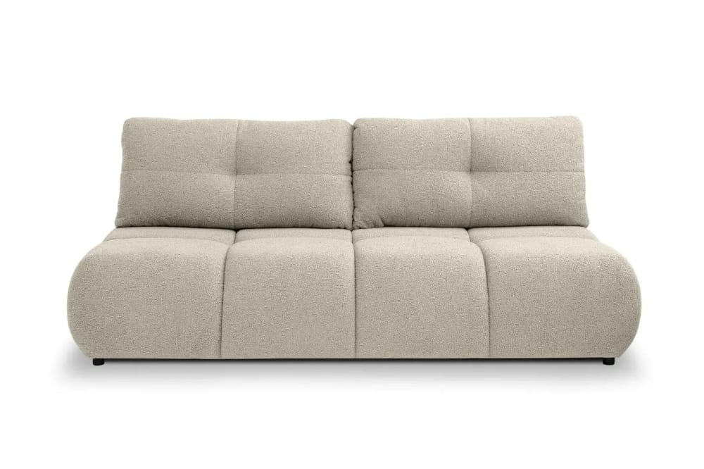 Canapé droit convertible tissu bouclette 2 places Beige