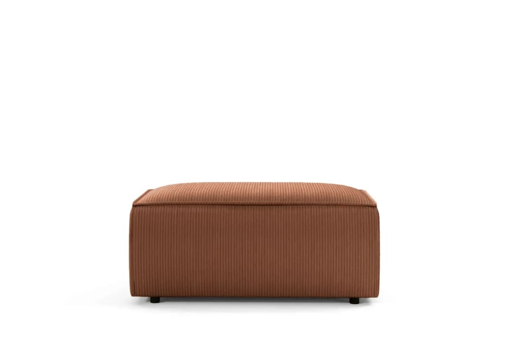 Pouf en velours côtelé terracotta 102x69x42