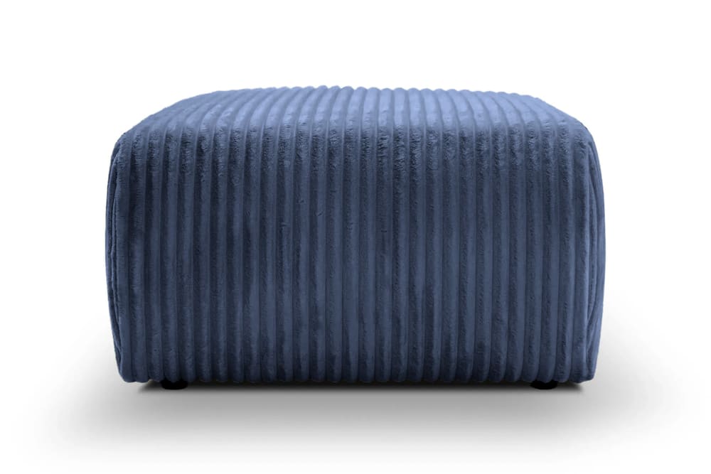 Pouf en velours côtelé bleu 74x74x41