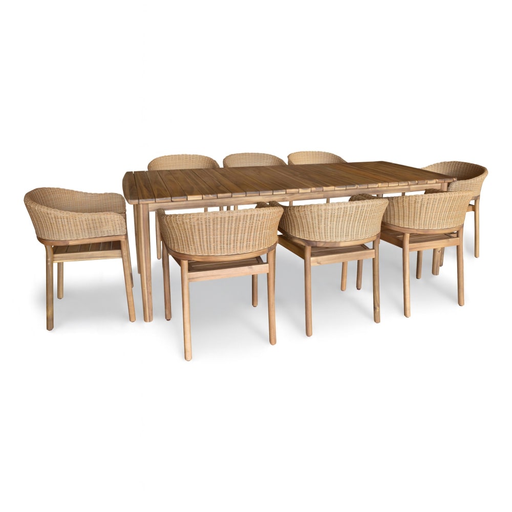 Ensemble table et 8 fauteuils - osier