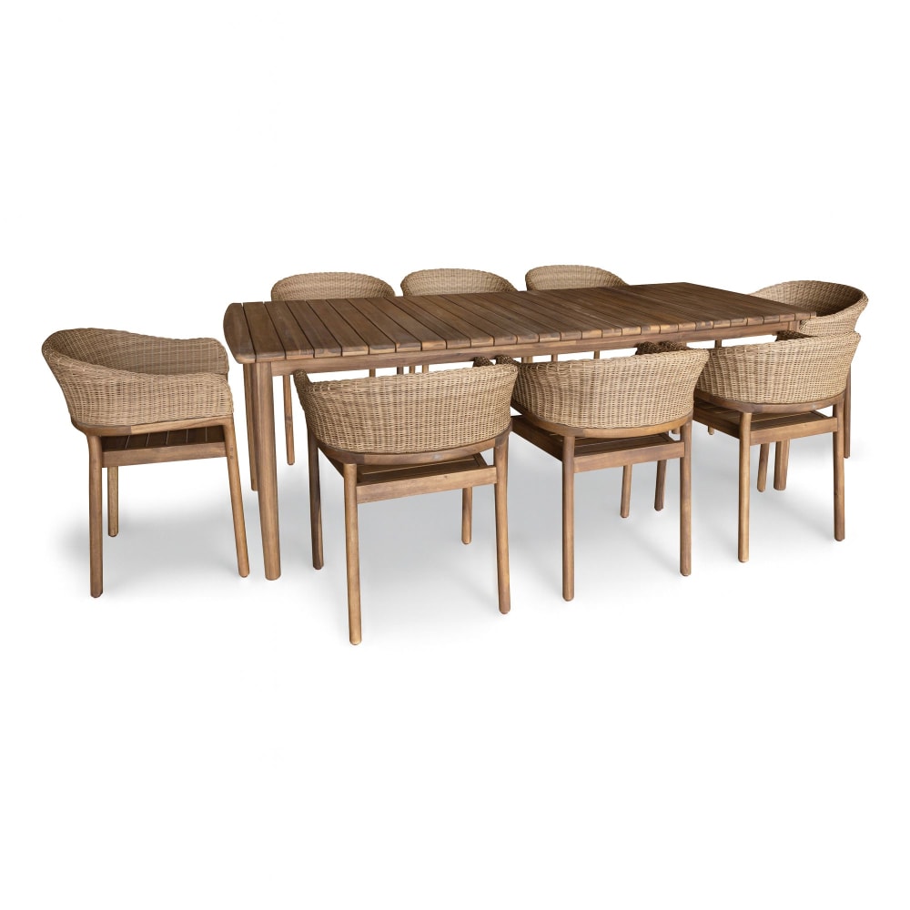 Ensemble table et 8 fauteuils - osier