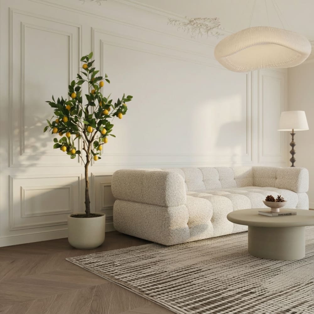 Citronnier en pot artificiel vert et fruits jaunes H160