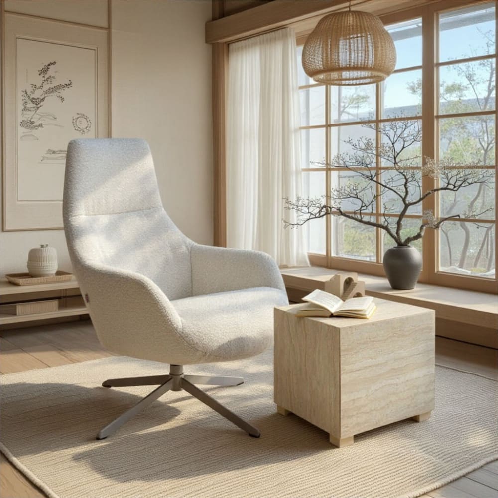 Couchtisch mit Schublade in Travertinstein-Optik, beige - Maisons