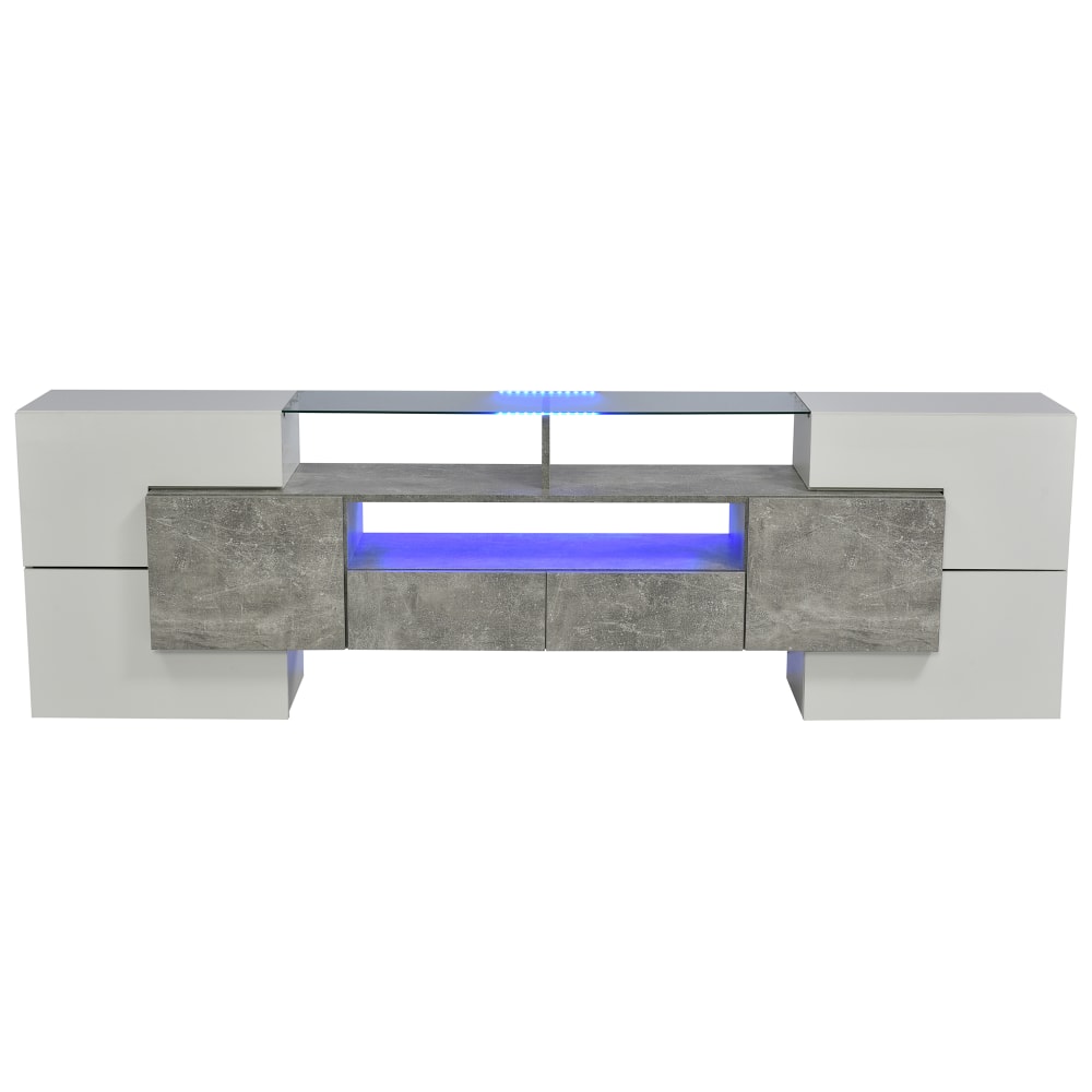 meuble tv avec 6 portes - gris tiroirs