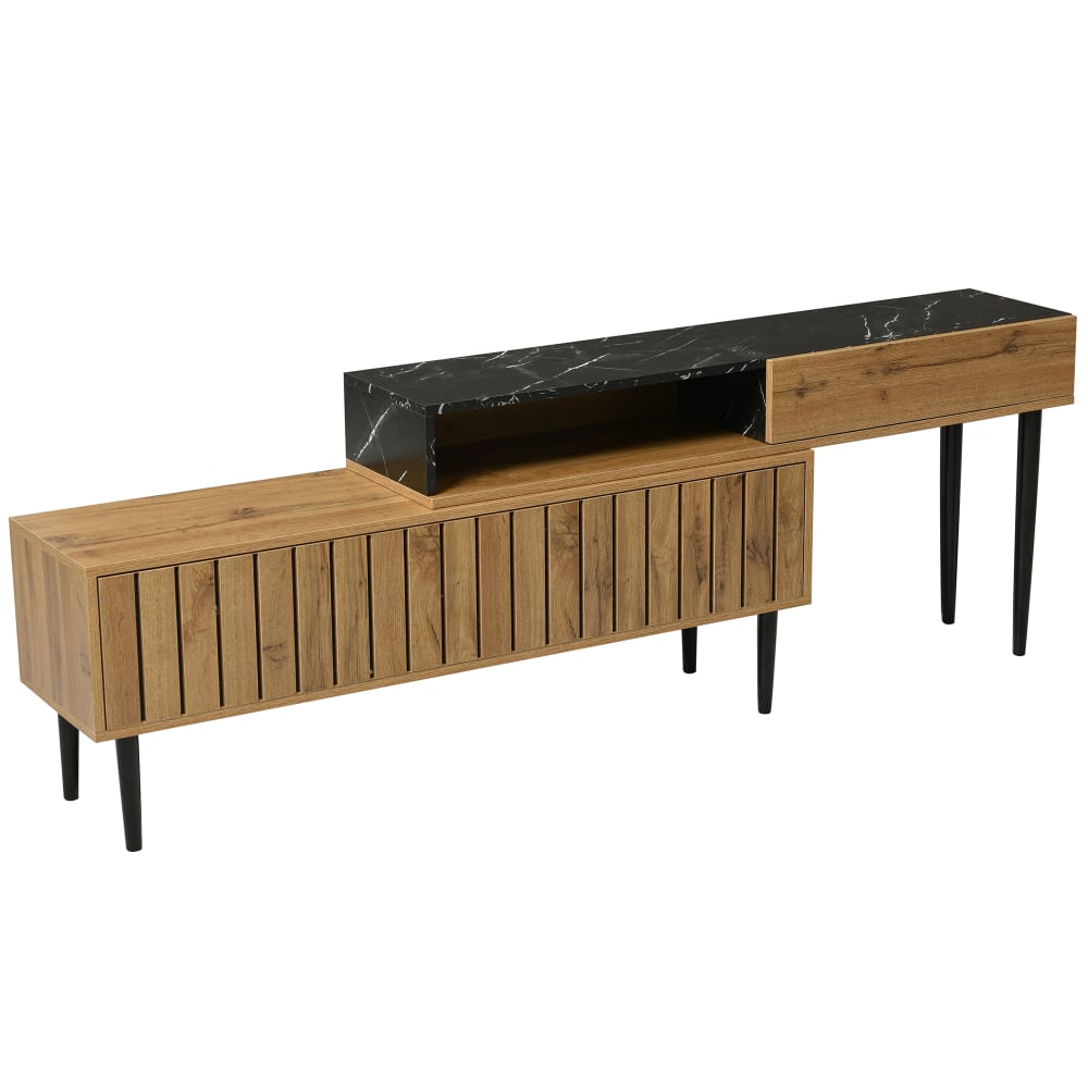 Meuble tv bord pvc, pieds - marbre