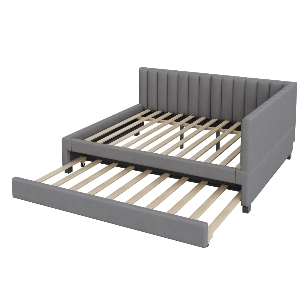 Lit rembourré en velours - 140 gris