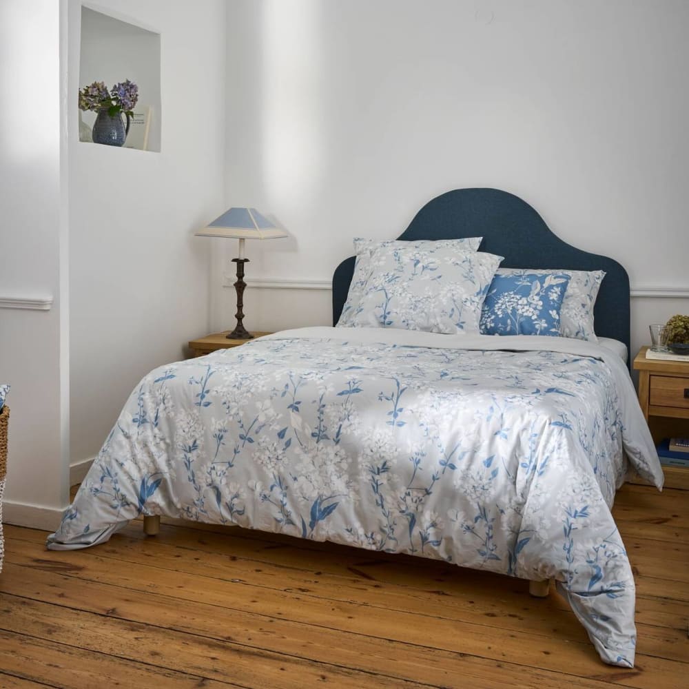 Parure de lit 100% percale de coton peigné gris 260 x 240 cm