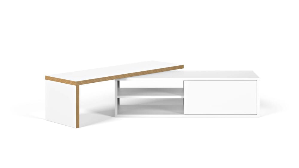 Meuble tv effet bois L203 blanc/chêne