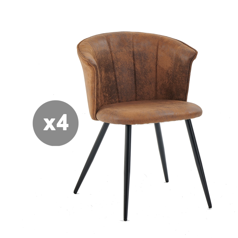 Lot de 4 chaises en microfibre