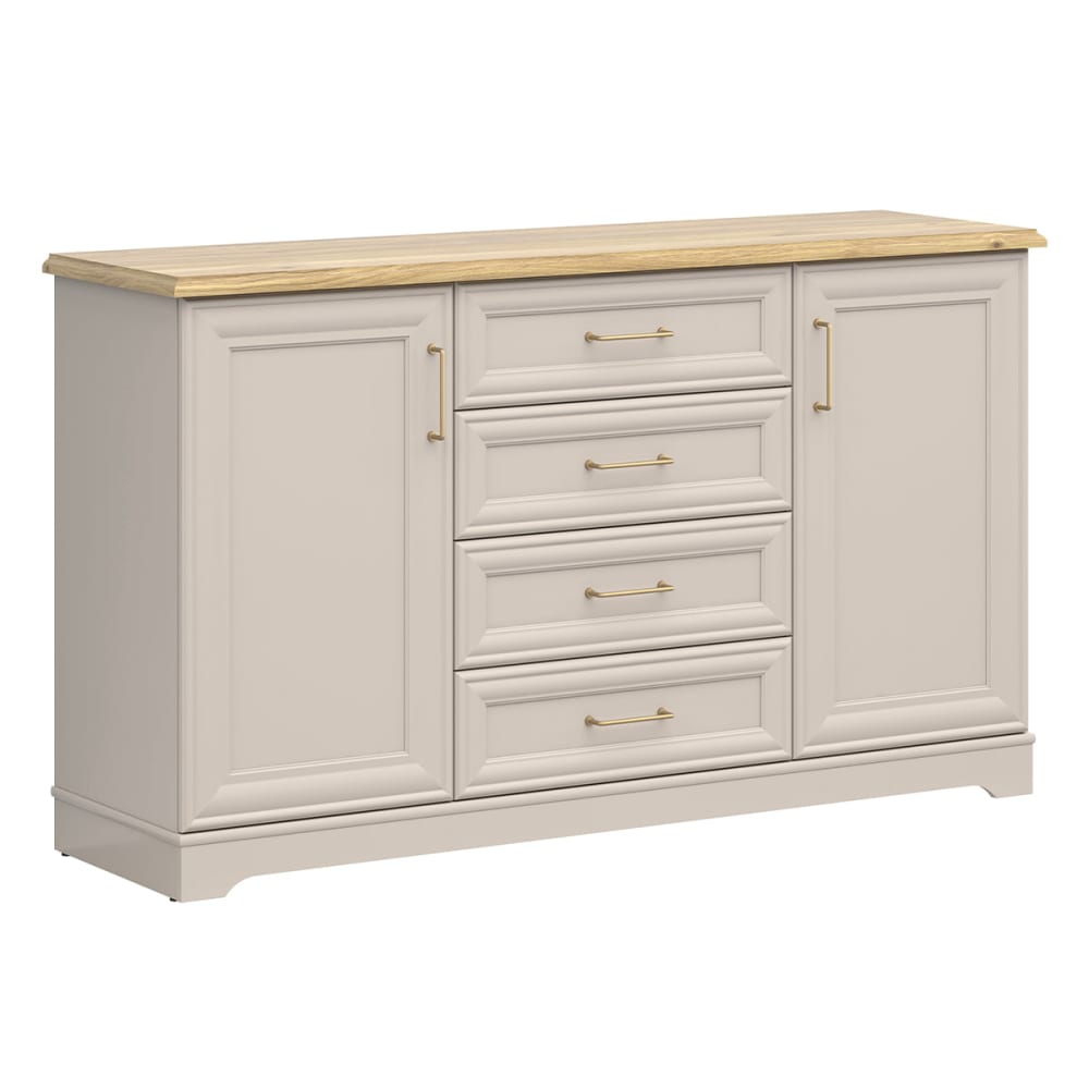Petits meubles Sideboard 2 Türen 4 Schubladen Spanplatten Kaschmir Beige Spanplatte